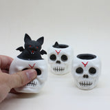 3 pièces  Jouets crâne effrayant  Squelette  Chauve-souris Simulation  Créatif  6cm*6cm*5.7cm   Effrayant  Décoration d'Halloween
