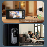 Sonnette sans fil Écran de 4,3 pouces IPX65 batterie de 1800 mAh stockage de 32 Go interphone vidéo objectif grand angle noir