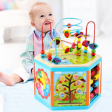 Jeux Montessori 6 en 1 Jouet Enfant 3 4 5 6 Ans-6 Faces d'Activités Animaux Formes Labyrinthe Balles en Bois Jeu de Tri Alignement