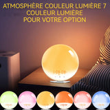 Eveil lumière led réveil simulateur d'aube crépuscule 2 réveils 9 sons naturels fonction snooze veilleuse réveil lumière bluetooth