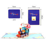 arte de voeux 20x15cm carte de vœux tridimensionnelle train d'anniversaire beau cadeau carte message d'anniversaire carte postale