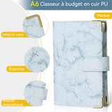 lasseur budget A6 classeur à anneaux en cuir PU avec accessoires en aluminium planificateur financier pour gestionnaire d'argent