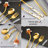 ouverts de table 4 pcs Acier inoxydable pour Ensemble Ménagère Acier Inoxydable Comprend Fourchette Cuillère brosse Paille bouchon