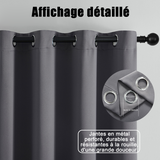 Rideau 132x183cm rideaux en polyester 71-90% occultants double finition mate haute occultation protection solaire rideaux gris