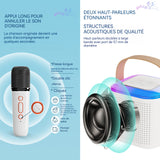 Machine de karaoké 800mah bluetooth 5,3 micro karaoke enfant avec 2 microphones et lumière LED et effets de changement de voix