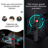Détecteur de caméra batterie grande capacité 500 mAh balayage infrarouge et détection de microphone espion brouilleur WiFi noir