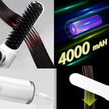 Mini brosse lissante pour cheveux sans fil 25w portable avec affichage numérique 6 réglages de température lisseur cheveux