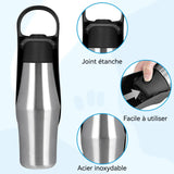 Bouteille d'eau pour chien 750ml isolation en acier inoxydable facile à nettoyer matériau sain convient aux chiens et aux chats
