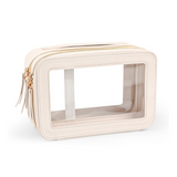 Trousse de toilette 23.5x16x9cm trousse de maquillage double couche transparente étanche sac de organisateur pour le salle de bain