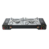 uisinière à gaz 2300W réchaud à gaz de camping portable avec 2 brûleur allumage piézoélectrique pour la cuisine en plein air BBQ