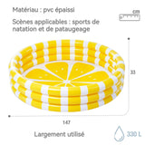 Piscine gonflable 147x33cm 330L Piscine gonflable pour enfants Forme de citron Matériau PVC laminé solide et durable Parc aquatique