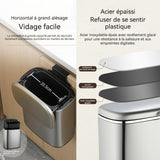 Poubelle murale de cuisine acier inoxydable suspendu sans perçage convient pour la cuisine et la salle de bain avec couvercle 5l