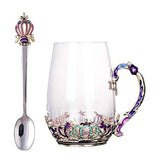 Tasse en verre émaillé 350ML Mug en verre rond à couronne universelle Tasse en cristal Tasse à café en verre Nouveau mug en verre