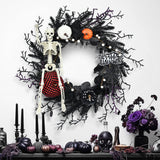 Couronne de tête de mort pour Halloween 50*50*13cm Support de crâne simulé Gothique sombre Couronne de décoration pour Halloween