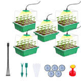 Mini serre pour plantes kit avec lampe réglable 5 pièces 60 cellules dôme de ventilation bac à semis graines serre germination