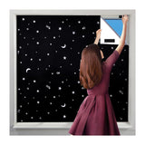 Rideaux occultants 145x200cm rideaux découpables Imprimé étoile lune DIY portables adhésif convient pour voyages/salle de bain