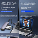 Station d'accueil 5 en 1 hub multi-interface charge rapide PD 100W transmission 5Gbit/s USB3.0 compatible avec plusieurs systèmes