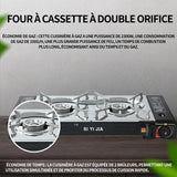 uisinière à gaz 2300W réchaud à gaz de camping portable avec 2 brûleur allumage piézoélectrique pour la cuisine en plein air BBQ