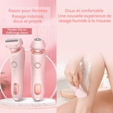 Rasoir electrique femme 800mAh 2 en 1 epilateur electrique femme avec écran LCD peut être utilisé humide ou sec cadeaux femmes