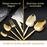ouverts de table 3 ensembles 12 pièces Ensemble de couverts de luxe acier inoxydable couleur or antique Prise en main confortable
