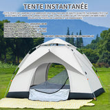 Tente 4 personnes tente de camping avec 2 porte imperméable ventilée et coupe-vent anti UV tente instantanée pour randonnée camping