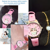 Montre femme 36mm montre à quartz pour femme montre design silencieuse montre mignonne à motif de chat cadeau idéal pour femmes