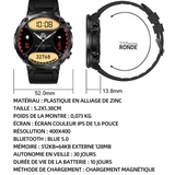 Montre connectée 5.2X1.38cm smartwatch montre bluetooth surveillance santé fréquence d'exercice montre à connectivité bluetooth