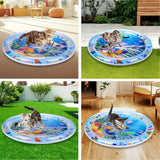 Tapis d'eau pour chat 65cm tapis d'eau pvc épais fourni avec pompe air utilisable en toutes saisons tapis de jeu sensoriel d'eau