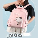 Sac à dos scolaire 46x30,5x22cm sac à dos de grande capacité sac d'ordinateur imperméable charge réduite charmant rose cartable