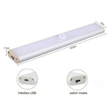 Veilleuse 19x3cm 24 led rechargeable usb capteur mouvement bande magnétique adhésive 3 modes éclairage veilleuse led automatique