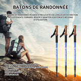 Batons de randonnée 135cm bâton de trekking pliable télescopique fibre bâtons de trekking rétractables canne de marche pliable bleu
