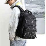 Sac à dos 47x35x19cm cartable enfant Cartable garçon léger grande capacité multi-compartiments fermeture éclair lisse noir mode