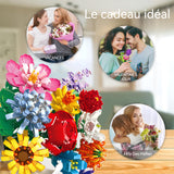 Kit de construction de bouquet de fleur avec 1064 blocs kit de construction de fleurs blocs construction pour adulte et enfant