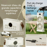 Ventilateur 50cm 650ml Chargement TYPE-C Autonomie de 3à9 h Temporisation libre Double ventilateur à 6 trous Ventilateur brumisateur