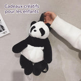 Sac à dos 35x22cm joli petit cartable panda poupée panda simulée sac à dos pour enfants cadeaux créatifs couleur noir et blanc