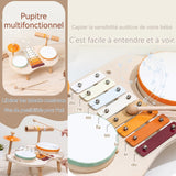 Instruments de musique 38,5x23x6cm Tambour à main en bois percussion musique jouet d'éveil Instrument de percussion multifonctionnel