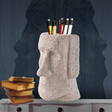 Porte-stylos moderne et simple en résine de grès Ornement créatif de l'île de Pâques Décoration du bureau et de la maison
