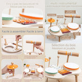 Instruments de musique 38,5x23x6cm Tambour à main en bois percussion musique jouet d'éveil Instrument de percussion multifonctionnel