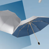 Parapluie automatique 100x59cm 8 baleines résistant à la pluie et au soleil facile à transporter parapluie pliant argent titane