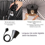 Suspension luminaire 220v 60cm lumière réglable en 3 couleurs suspension LED forme de chapeau de paille lustre vertigo suspension