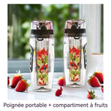 Bouteille d'eau 1000 ml grande capacité couvercle rabattable facile à transporter matériau sûr adapté aux sports de plein air