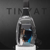 Sac de poitrine en PVC sac à bandoulière étanche transparent technologie de charge USB sac de messager tendance à la mode