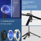 Perche à selfie trépied bluetooth 5,0 attraction magnétique surround à 360 degrés pliable trépied smartphone avec télécommande