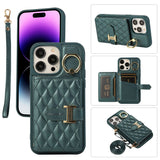 Étui à fermeture éclair pour téléphone  Iphone13 pro max  avec cordons longs et courts  Fentes pour cartes multiples  Porte-bagues