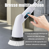 Brosse de nettoyage électrique 14-110cm extensible 2 niveaux réglage electrique rotative nettoyage sans fil avec 8 têtes de brosse