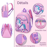 Sac à dos 25x32x10cm cartable enfant cartable fille léger grande capacité multi-compartiments sac à dos dessin animé design léger
