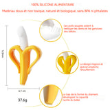 Anneau de dentition banane pour en silicone avec ventouse Brosse à dents Hygiene anneau dentition doux sans BPA Brosse à dents