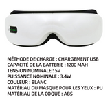 Masseur oculaire 1200MAh masseur oculaire avec chaleur et vibration  améliore la qualité du sommeil soulage la fatigue visuelle