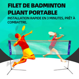 Filet de badminton 6.1x1.55m filet de tennis portable trois niveaux réglables filet de volley exterieur filet de volleyball portable