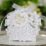 50 pièces  Boîte à bonbons  Blanc  Papillon  Jour de Noël  Saint-Valentin  Cadeau de mariage  Design en creux Bonbonnière
